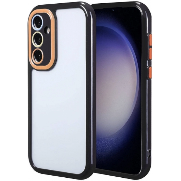 Samsung Galaxy S23 Kılıf Kamera Korumalı Renkli Kenar ve Çerçeve Tasarımlı Vitamin Kapak - Siyah