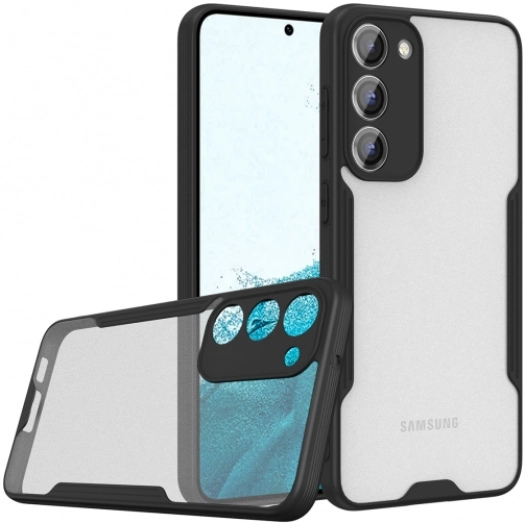 Samsung Galaxy S23 Kılıf Renkli Silikon Kamera Lens Korumalı Şeffaf Parfe Kapak - Siyah