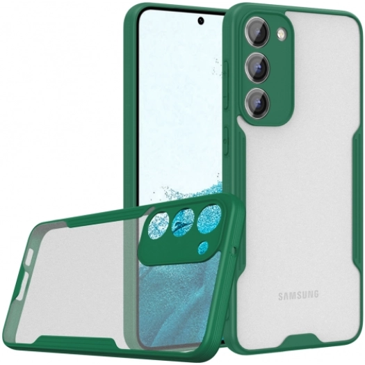 Samsung Galaxy S23 Kılıf Renkli Silikon Kamera Lens Korumalı Şeffaf Parfe Kapak - Yeşil