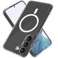 Samsung Galaxy S23 Kılıf Magsafe Şarj Özellikli Şeffaf Sert PC Embos Kapak - Şeffaf
