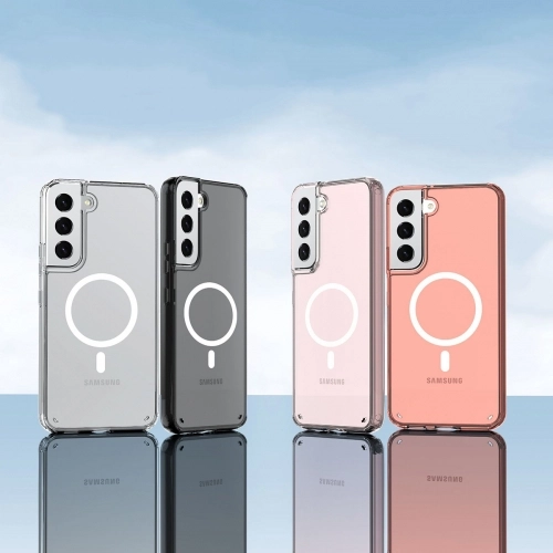 Samsung Galaxy S23 Kılıf Magsafe Şarj Özellikli Şeffaf Sert PC Embos Kapak - Şeffaf