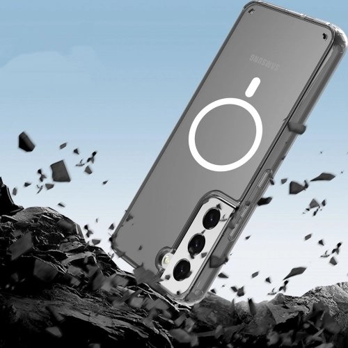 Samsung Galaxy S23 Kılıf Magsafe Şarj Özellikli Şeffaf Sert PC Embos Kapak - Şeffaf