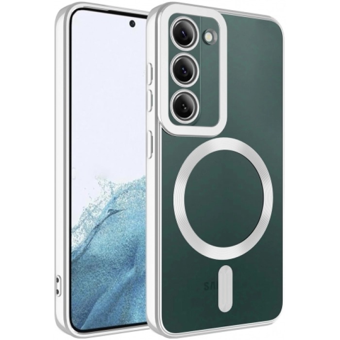 Samsung Galaxy S23 Kılıf Magsafe Wireless Şarj Özellikli Zore Setro Silikon - Gümüş