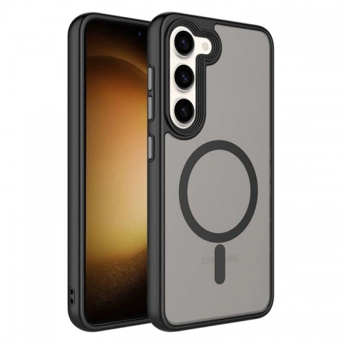 Samsung Galaxy S23 Kılıf Mat Arka Yüzey Wireless Şarj Özellikli Flet Magsafe Kapak - Mavi