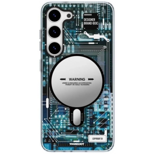 Samsung Galaxy S23 Kılıf Orjinal Lisanslı Magsafe Özellikli YoungKit Technology Serisi QC Kapak - Mavi