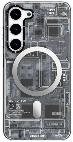 Samsung Galaxy S23 Kılıf Orjinal Lisanslı Magsafe Özellikli YoungKit Technology Serisi QC Kapak - Siyah