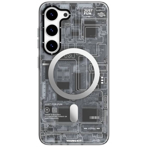 Samsung Galaxy S23 Kılıf Orjinal Lisanslı Magsafe Özellikli YoungKit Technology Serisi QC Kapak - Siyah