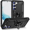 Samsung Galaxy S23 Kılıf Silikon Zırhlı Standlı Yüzüklü Mıknatıslı Tank Kapak - Siyah