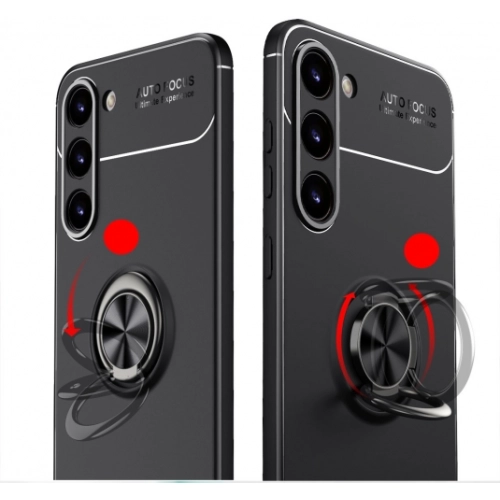 Samsung Galaxy S23 Plus Kılıf Renkli Silikon Yüzüklü Standlı Auto Focus Ravel Kapak - Kırmızı