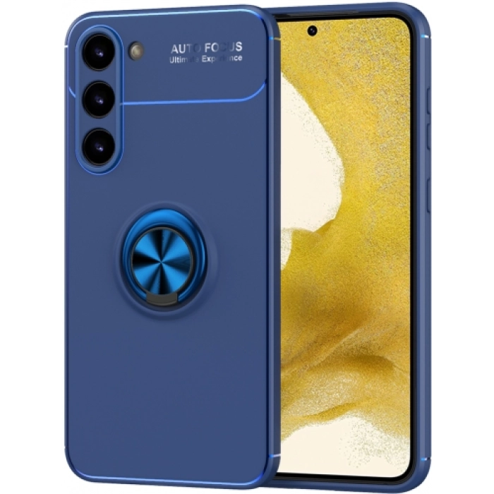 Samsung Galaxy S23 Plus Kılıf Renkli Silikon Yüzüklü Standlı Auto Focus Ravel Kapak - Mavi