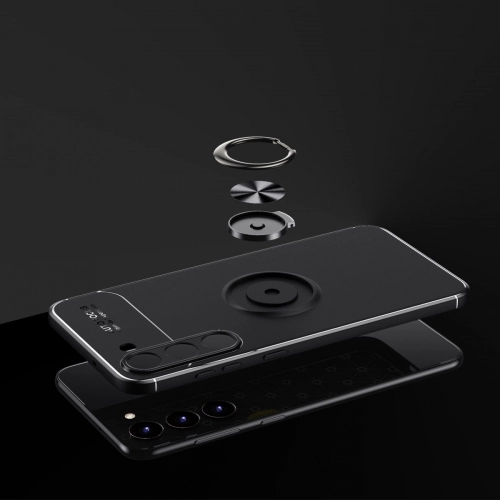 Samsung Galaxy S23 Plus Kılıf Renkli Silikon Yüzüklü Standlı Auto Focus Ravel Kapak - Mavi - Siyah