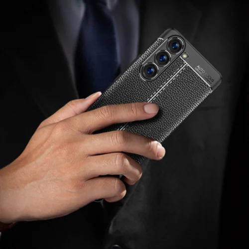 Samsung Galaxy S23 Plus Kılıf Deri Görünümlü Parmak İzi Bırakmaz Niss Silikon - Lacivert