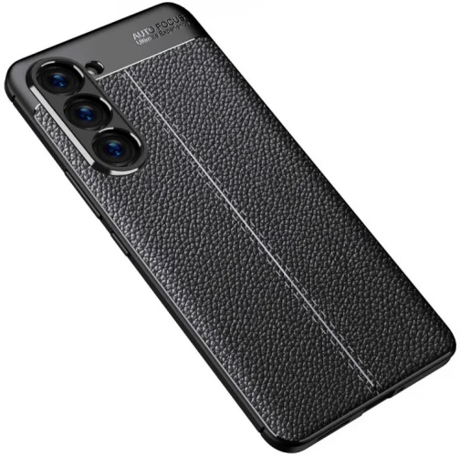 Samsung Galaxy S23 Plus Kılıf Deri Görünümlü Parmak İzi Bırakmaz Niss Silikon - Siyah