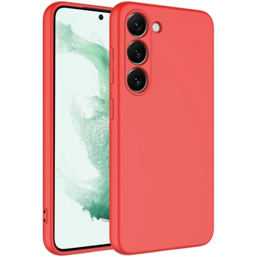 Samsung Galaxy S23 Plus Kılıf İçi Kadife Mat Mara Lansman Silikon Kapak  - Kırmızı