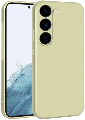 Samsung Galaxy S23 Plus Kılıf İnce Mat Esnek Silikon - Gold