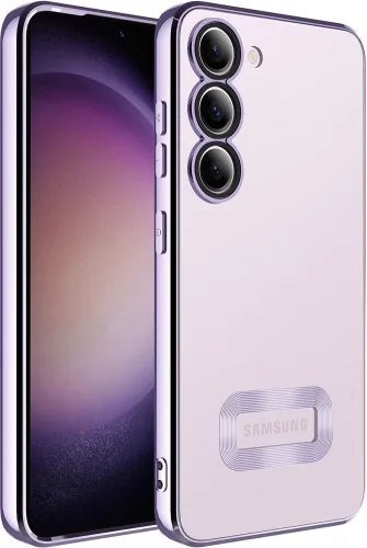 Samsung Galaxy S23 Plus Kılıf Kamera Korumalı Silikon Logo Açık Omega Kapak - Lila