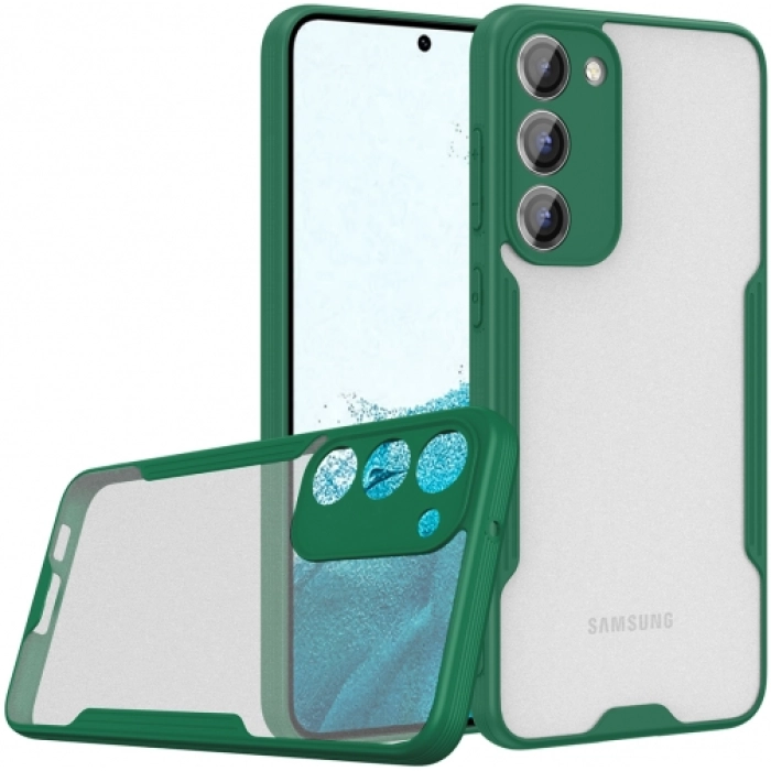 Samsung Galaxy S23 Plus Kılıf Renkli Silikon Kamera Lens Korumalı Şeffaf Parfe Kapak - Yeşil