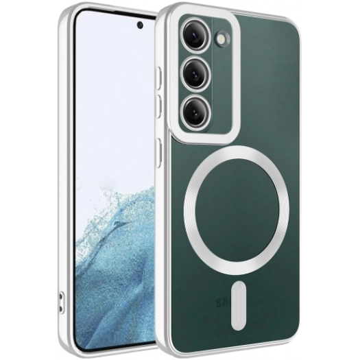 Samsung Galaxy S23 Plus Kılıf Magsafe Wireless Şarj Özellikli Zore Setro Silikon - Gümüş