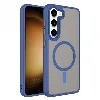 Samsung Galaxy S23 Plus Kılıf Mat Arka Yüzey Wireless Şarj Özellikli Zore Flet Magsafe Kapak - Mavi