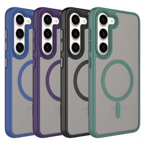 Samsung Galaxy S23 Plus Kılıf Mat Arka Yüzey Wireless Şarj Özellikli Flet Magsafe Kapak - Yeşil