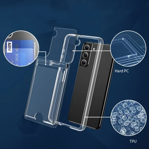 Samsung Galaxy S23 Plus Kılıf Şeffaf Clear Kartlık Bölmeli Silikon Kapak