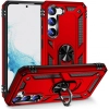 Samsung Galaxy S23 Plus Kılıf Silikon Zırhlı Standlı Yüzüklü Mıknatıslı Tank Kapak - Kırmızı