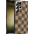 Samsung Galaxy S23 Ultra ile Uyumlu Kılıf MagSafe Şarj Özellikli Karbon Fiber Görünümlü Gros Kapak - Desert Titanyum