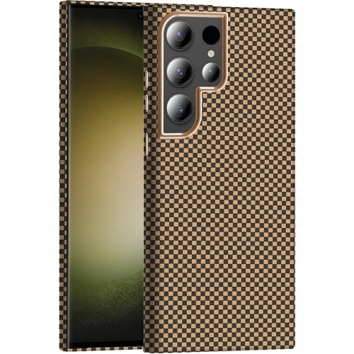 Samsung Galaxy S23 Ultra ile Uyumlu Kılıf MagSafe Şarj Özellikli Karbon Fiber Görünümlü Gros Kapak - Desert Titanyum