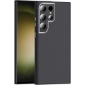 Samsung Galaxy S23 Ultra ile Uyumlu Kılıf MagSafe Şarj Özellikli Karbon Fiber Görünümlü Gros Kapak - Siyah