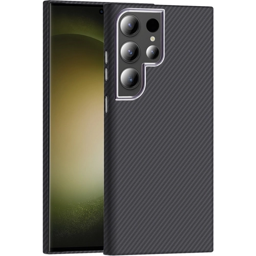 Samsung Galaxy S23 Ultra ile Uyumlu Kılıf MagSafe Şarj Özellikli Karbon Fiber Görünümlü Gros Kapak - Siyah