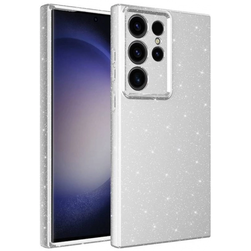 Samsung Galaxy S23 Ultra Kılıf Kamera Korumalı Simli Lüks Zore Koton Kapak - Gri