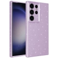 Samsung Galaxy S23 Ultra Kılıf Kamera Korumalı Simli Lüks Zore Koton Kapak - Lila
