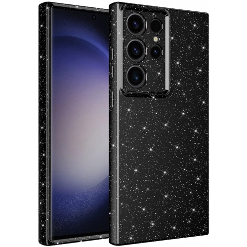 Samsung Galaxy S23 Ultra Kılıf Kamera Korumalı Simli Lüks Zore Koton Kapak - Lila