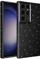 Samsung Galaxy S23 Ultra Kılıf Kamera Korumalı Simli Lüks Zore Koton Kapak - Siyah