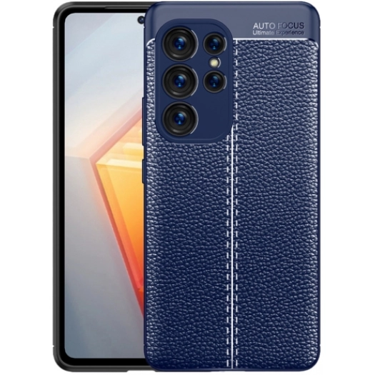 Samsung Galaxy S23 Ultra Kılıf Deri Görünümlü Lüks Parmak İzi Bırakmaz Niss Silikon Kapak - Lacivert