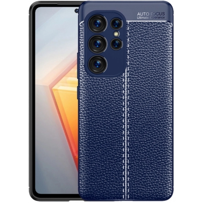 Samsung Galaxy S23 Ultra Kılıf Deri Görünümlü Lüks Parmak İzi Bırakmaz Niss Silikon Kapak - Lacivert