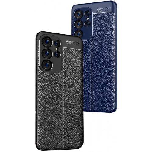 Samsung Galaxy S23 Ultra Kılıf Deri Görünümlü Lüks Parmak İzi Bırakmaz Niss Silikon Kapak - Siyah