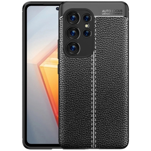 Samsung Galaxy S23 Ultra Kılıf Deri Görünümlü Lüks Parmak İzi Bırakmaz Niss Silikon Kapak - Siyah