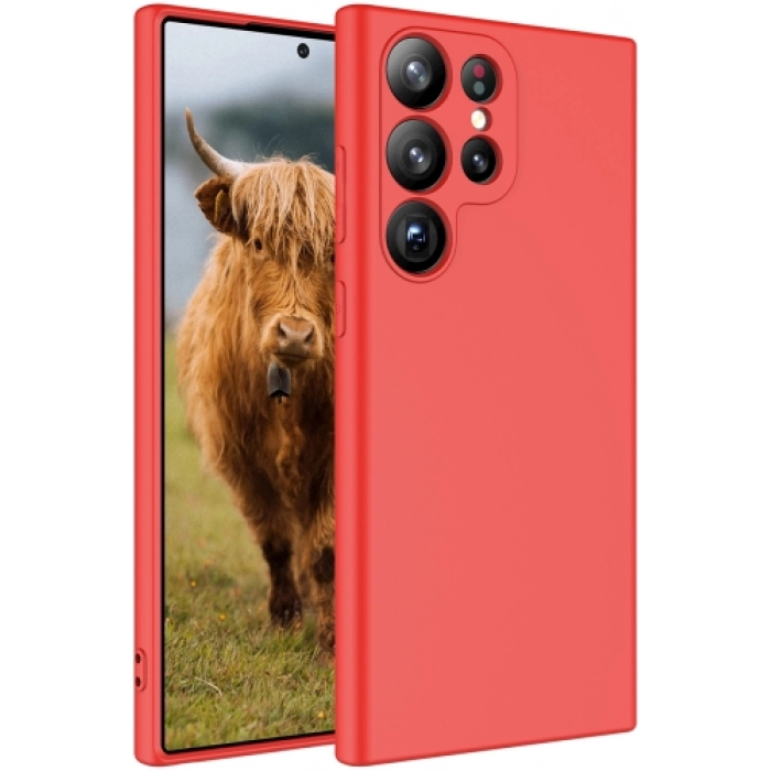 Samsung Galaxy S23 Ultra Kılıf İçi Kadife Mat Mara Lansman Silikon Kapak  - Kırmızı