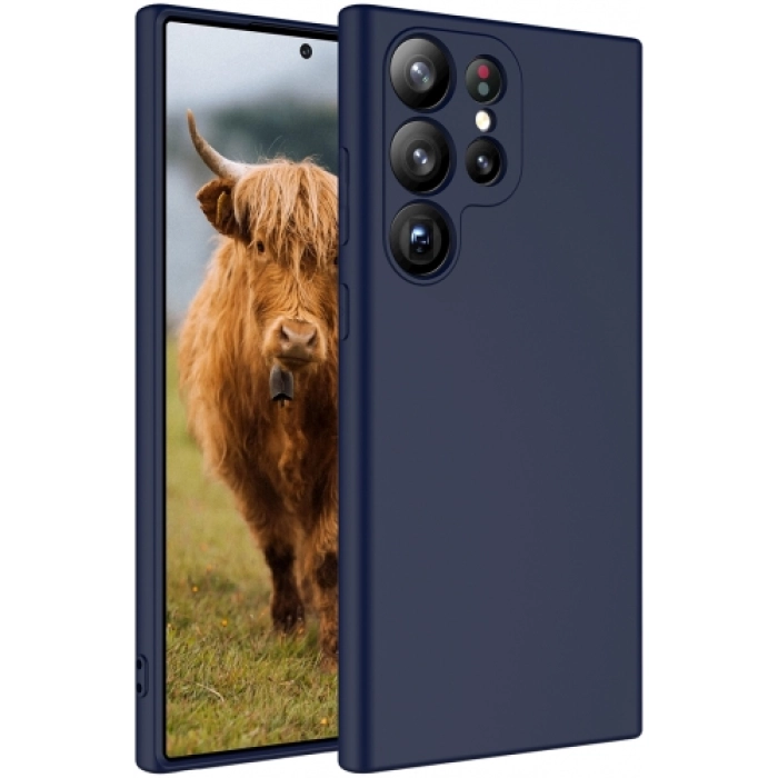 Samsung Galaxy S23 Ultra Kılıf İçi Kadife Mat Mara Lansman Silikon Kapak  - Lacivert