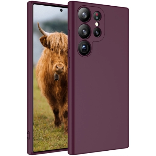 Samsung Galaxy S23 Ultra Kılıf İçi Kadife Mat Mara Lansman Silikon Kapak  - Mürdüm