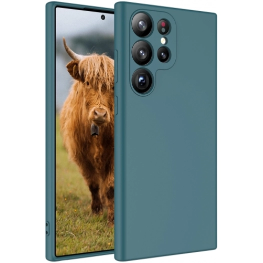 Samsung Galaxy S23 Ultra Kılıf İçi Kadife Mat Mara Lansman Silikon Kapak  - Yeşil