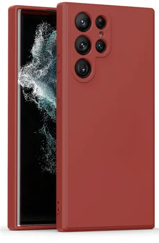 Samsung Galaxy S23 Ultra Kılıf İnce Mat Esnek Silikon - Kırmızı