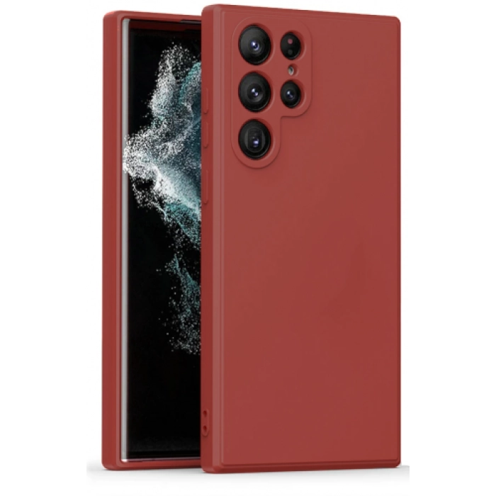 Samsung Galaxy S23 Ultra Kılıf İnce Soft Mat Renkli Esnek Silikon Kapak - Kırmızı