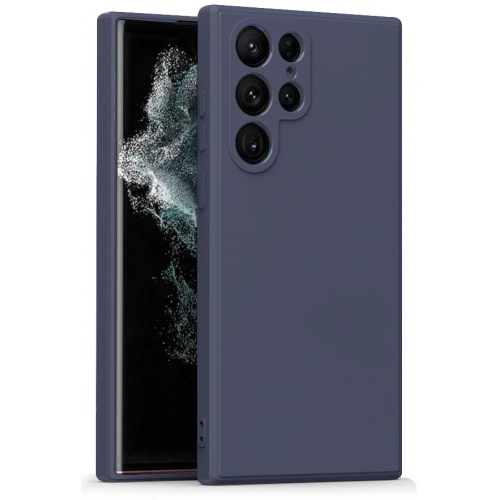 Samsung Galaxy S23 Ultra Kılıf İnce Soft Mat Renkli Esnek Silikon Kapak - Lacivert