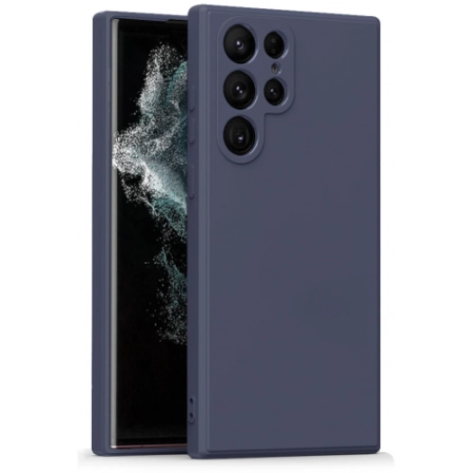 Samsung Galaxy S23 Ultra Kılıf İnce Soft Mat Renkli Esnek Silikon Kapak - Lacivert