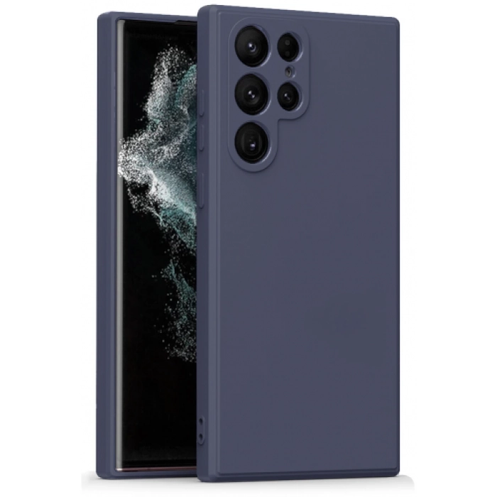 Samsung Galaxy S23 Ultra Kılıf İnce Soft Mat Renkli Esnek Silikon Kapak - Lacivert