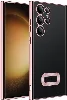 Samsung Galaxy S23 Ultra Kılıf Kamera Korumalı Silikon Logo Açık Omega Kapak - Rose Gold