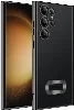 Samsung Galaxy S23 Ultra Kılıf Kamera Korumalı Silikon Logo Açık Omega Kapak - Siyah