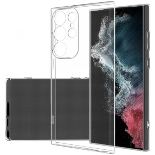 Samsung Galaxy S23 Ultra Kılıf Kamera Korumalı Esnek Silikon Kapak - Şeffaf